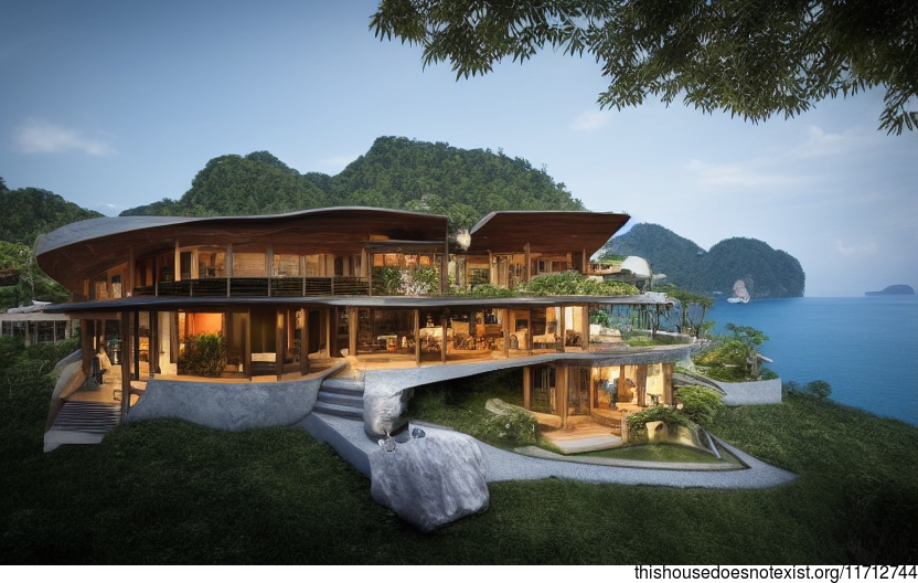 A Modern, Sustainable Home in Phuket, Thailand Made from Exposed Wood, Curved Bamboo, and Rocks