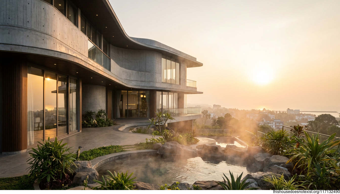 Kollam Curved Concrete Sunset Retreat