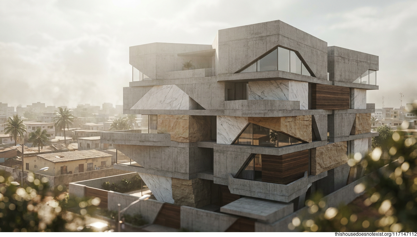 Brutalist Concrete Maximalist House, Conakry