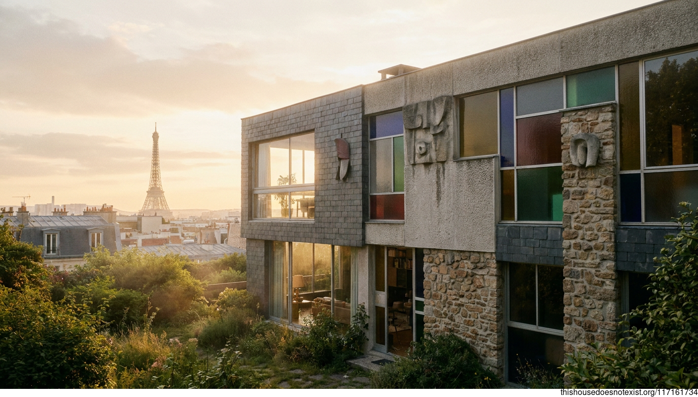 Modern Mid-Century Maximalist Paris Home Exterior