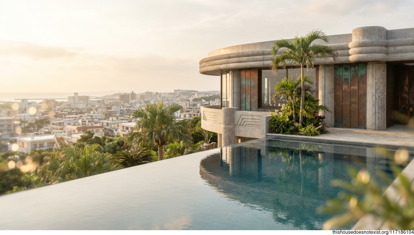 Curved Concrete, Steel, Copper Pool