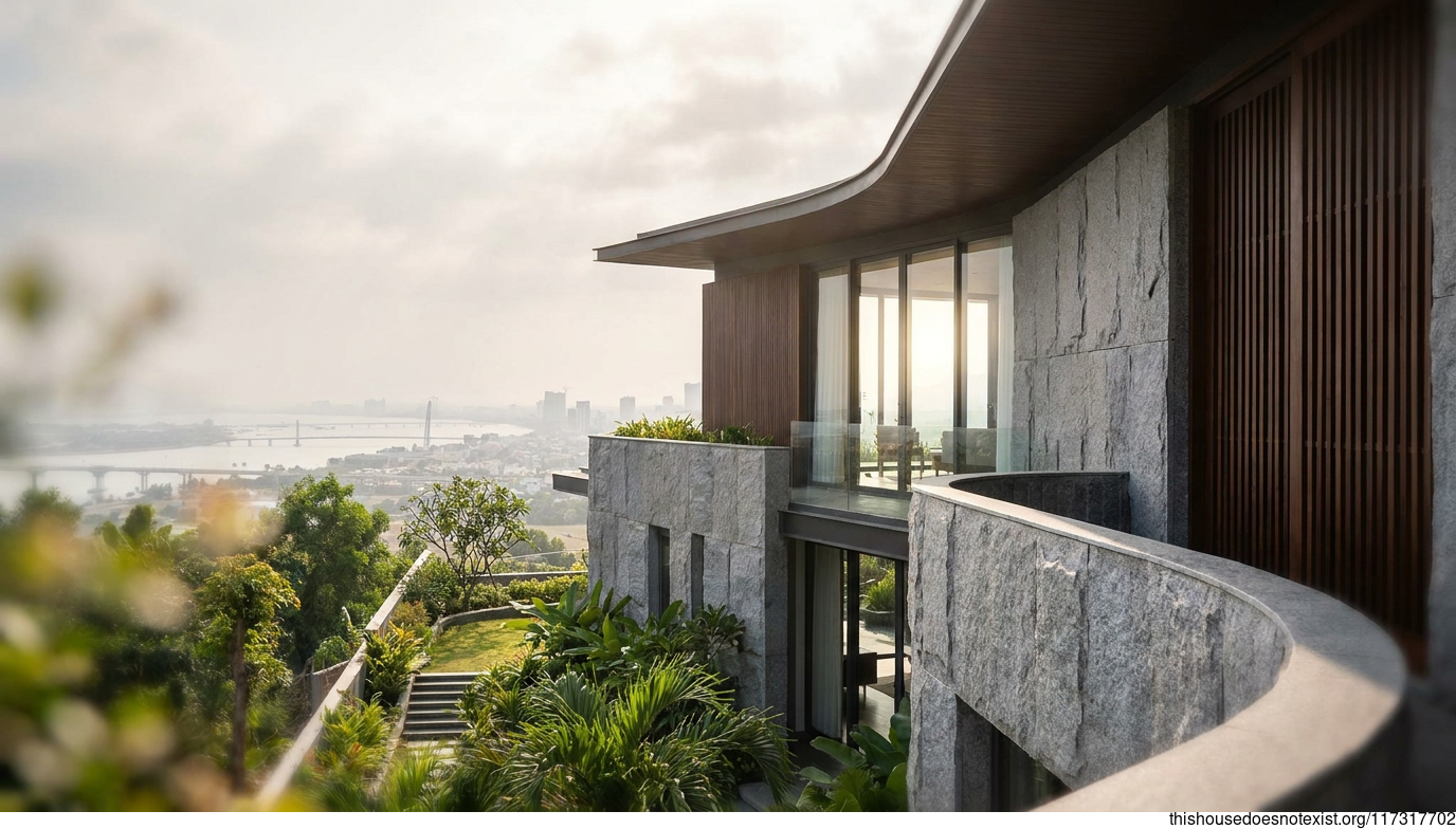 Modern Granite Glass Curve House Vietnam