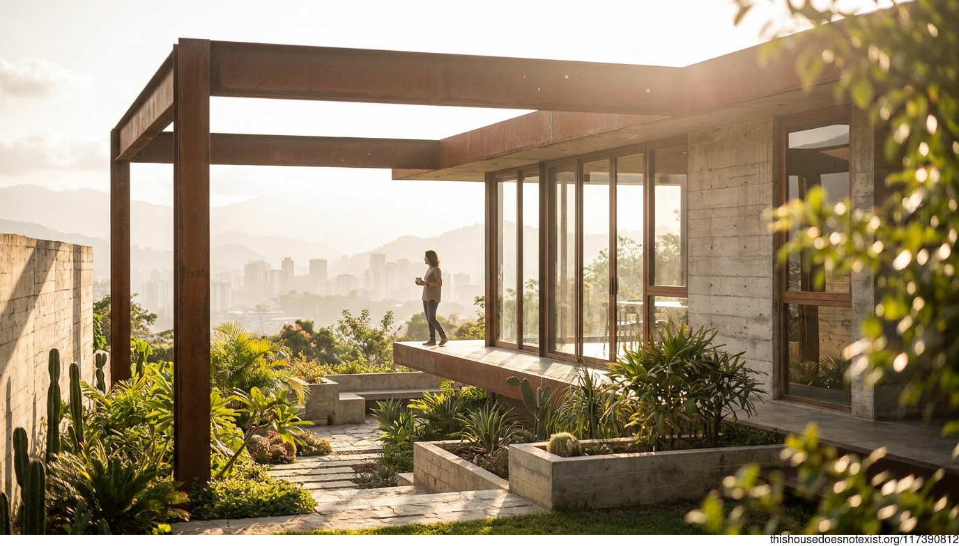 Corten, Concrete, Glass