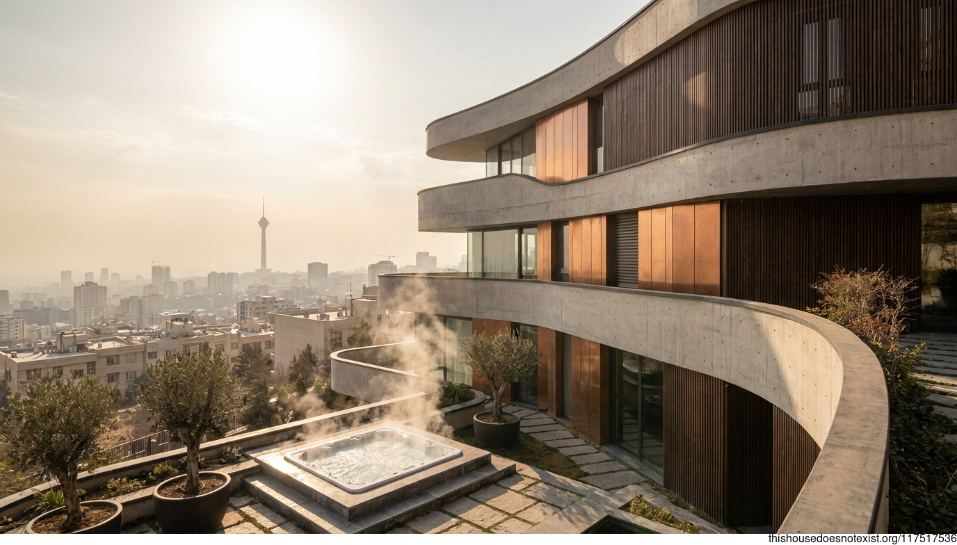 Curved Concrete Copper Wood