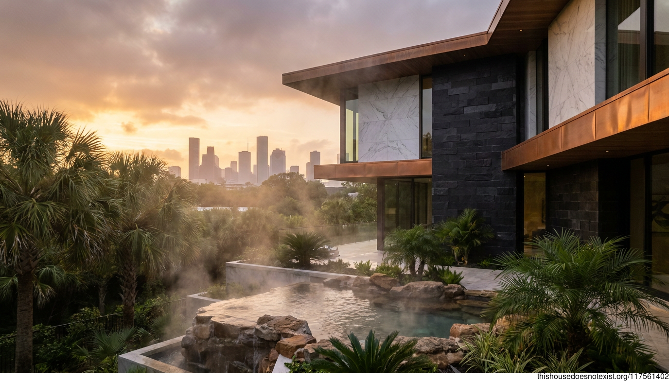 Houston Tropical Stone Sunset Home