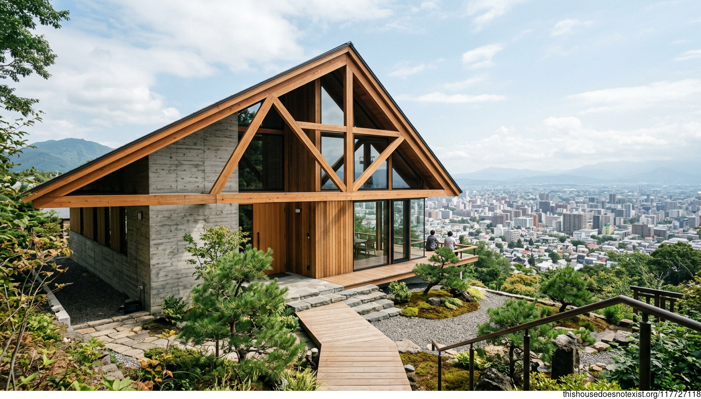 Triangular Wood-Concrete Home in Sapporo