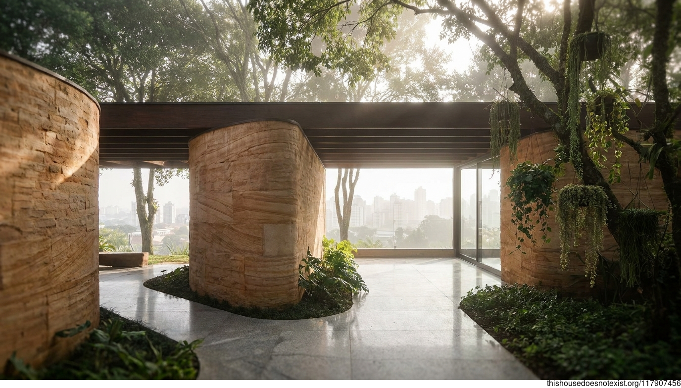Curved Sandstone Modern Garden
