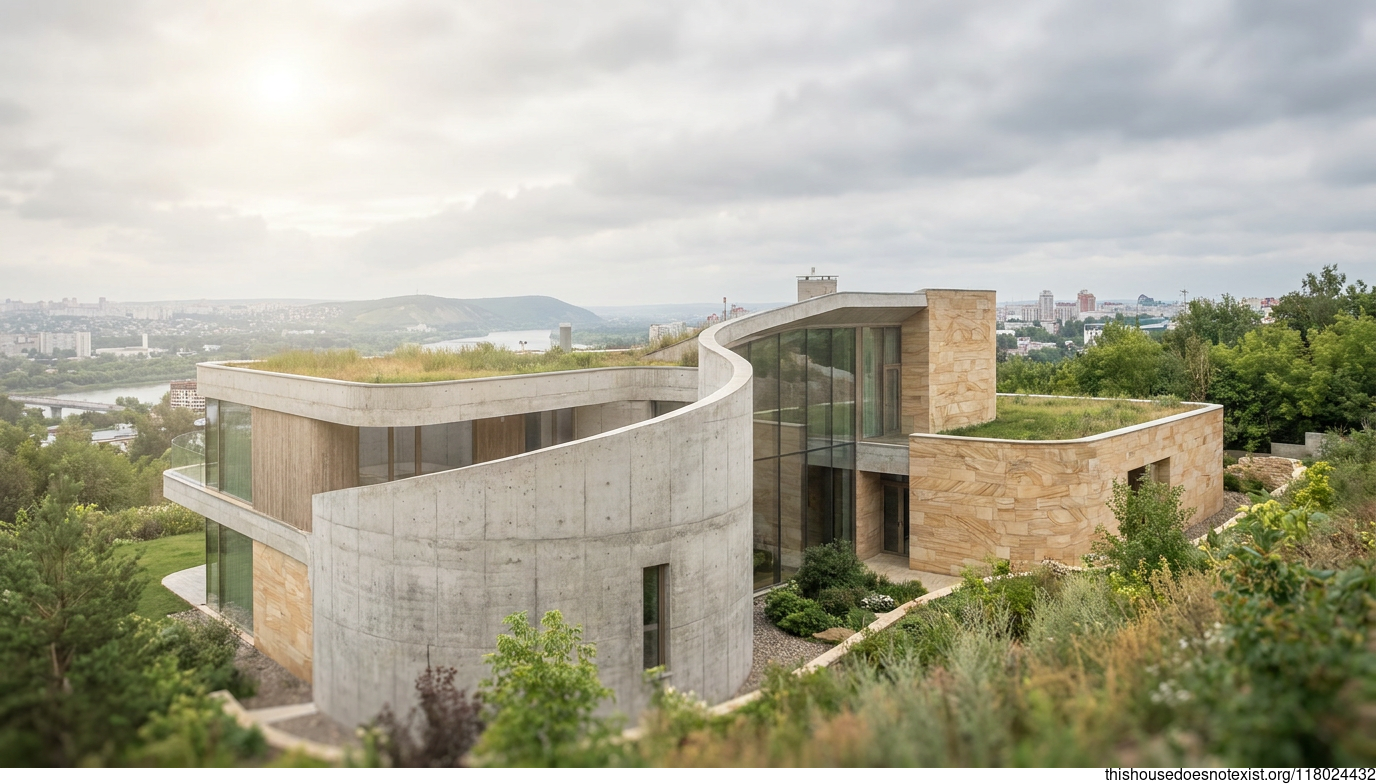 Curved Concrete Eco-House, Ufa Noon