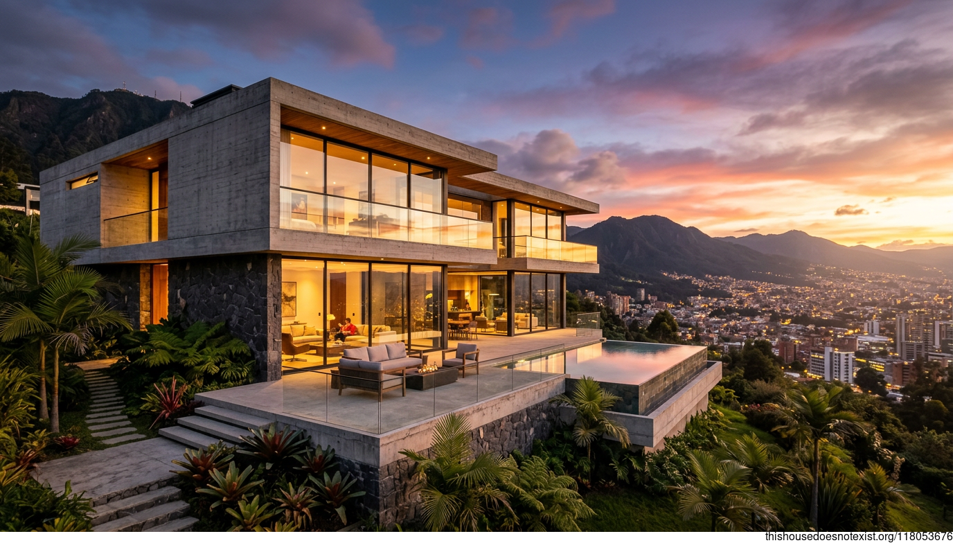 Polished Tropical Concrete Sunset Home