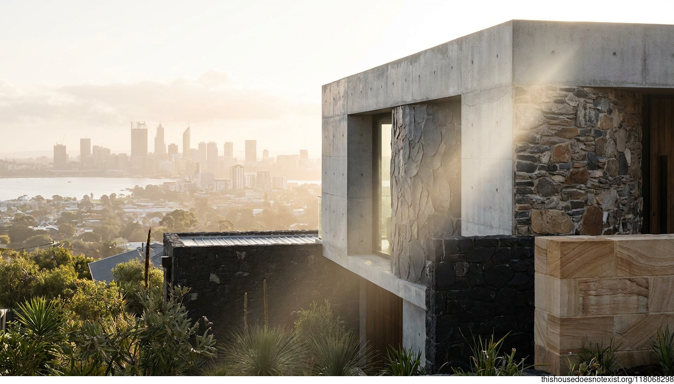 Brutalist Concrete Circle, Perth Sunrise