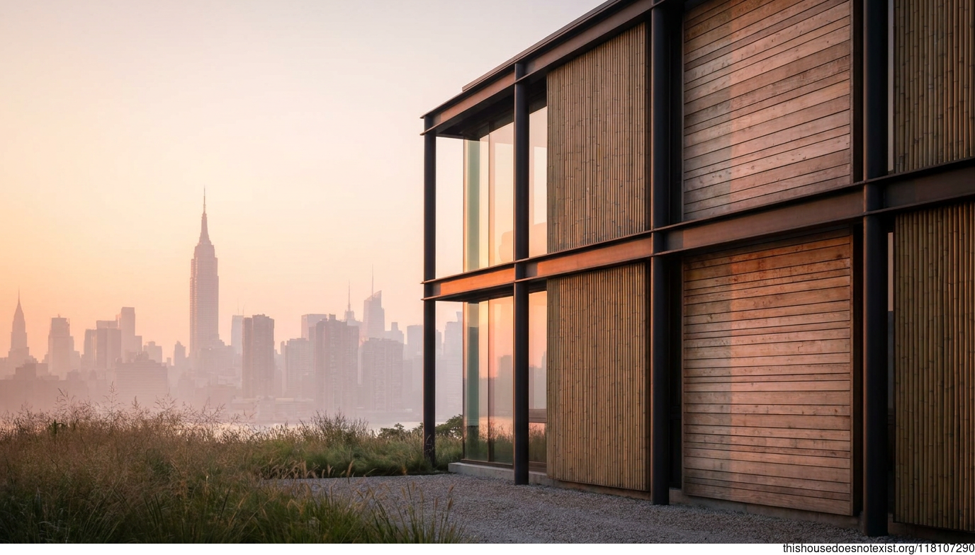 Modern Minimalist Steel-Bamboo Sunrise House