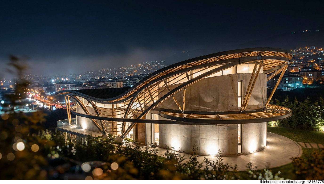 Curved Concrete Maximalist Nightscape