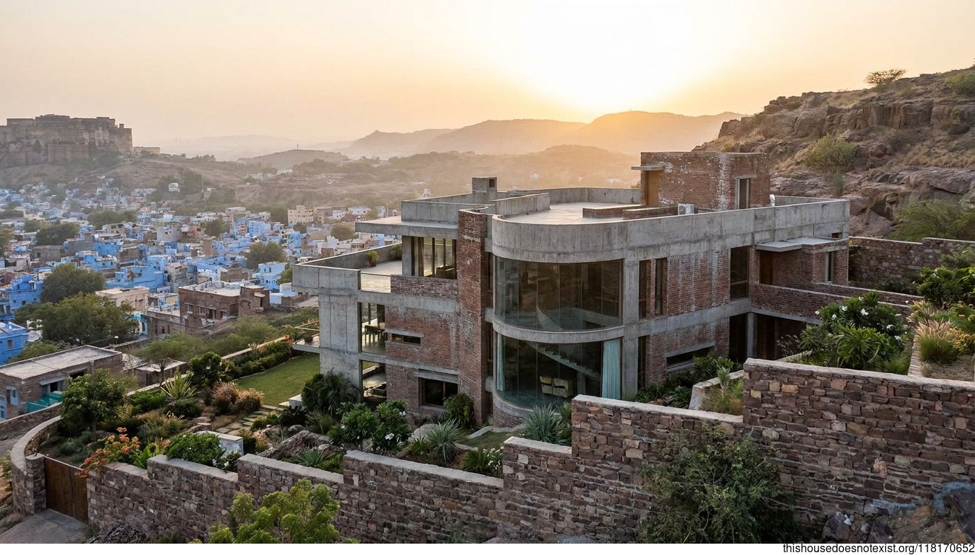 Brutalist Concrete Sunset in Jodhpur