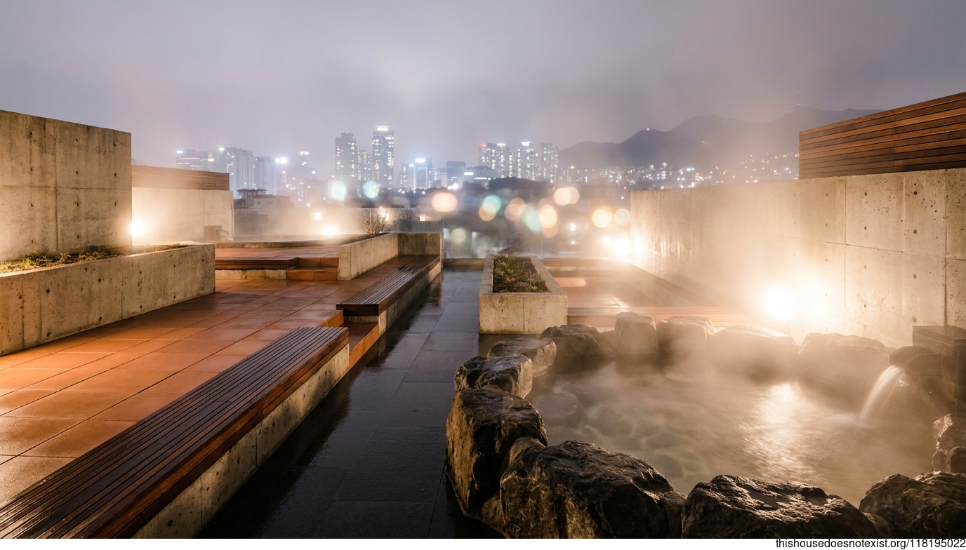 Seoul Brutalist Night Garden