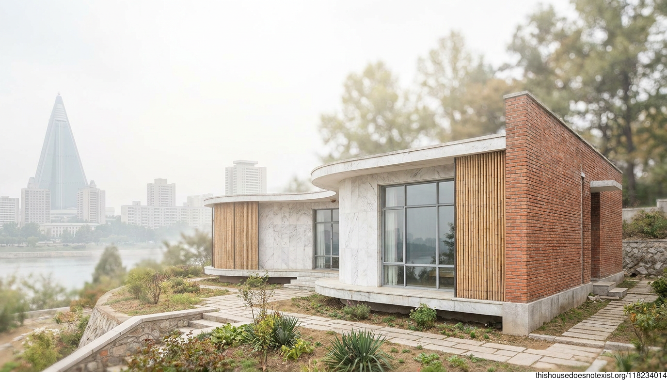 Mid-Century Modern Marble House in Pyongyang