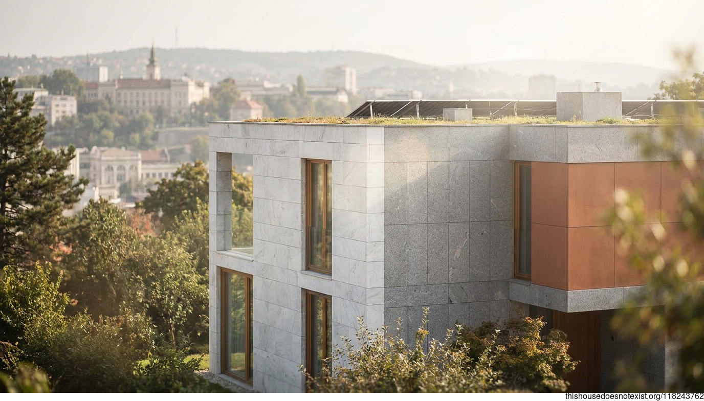 Serbia’s White Rectangular Eco-House at Noon