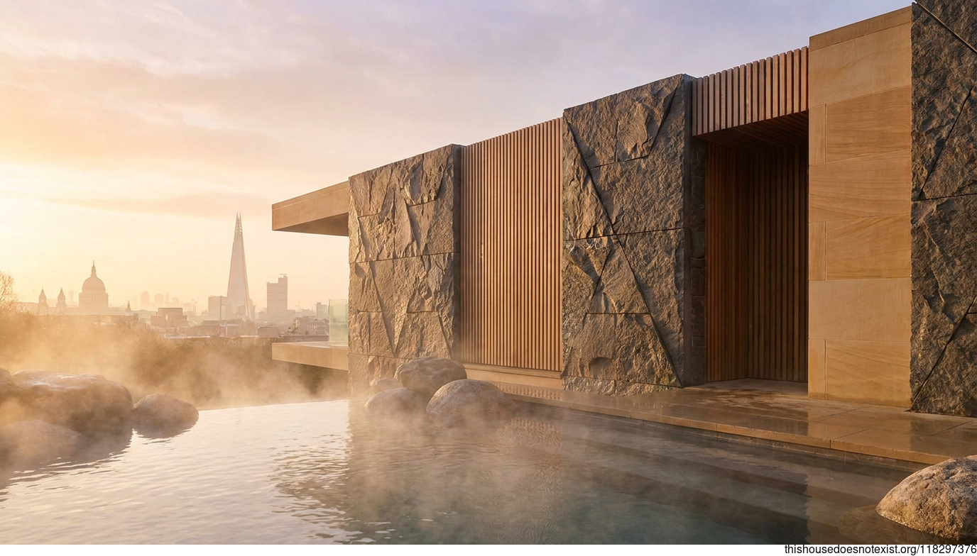 Minimalist Stone Cedar Sunrise House London