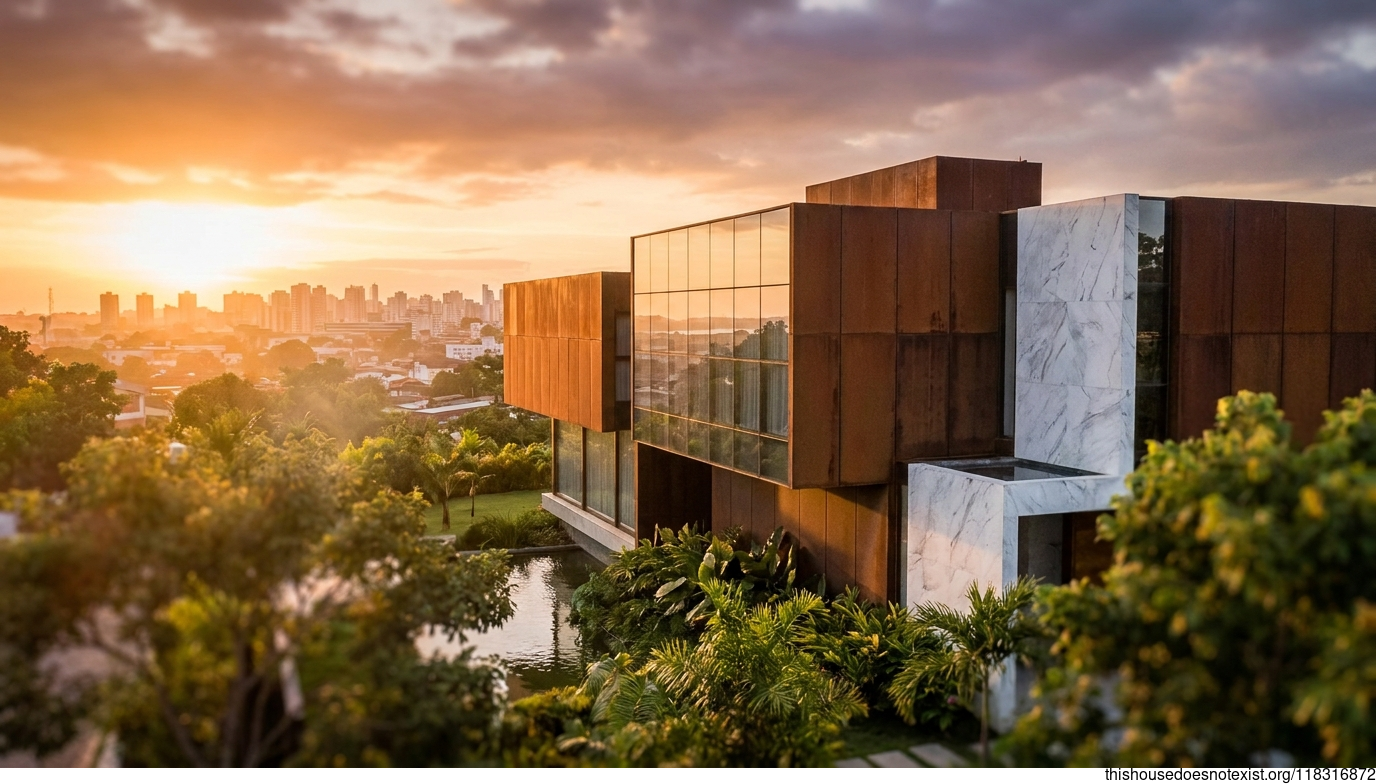 Modern Rectangular Corten Sunset Retreat