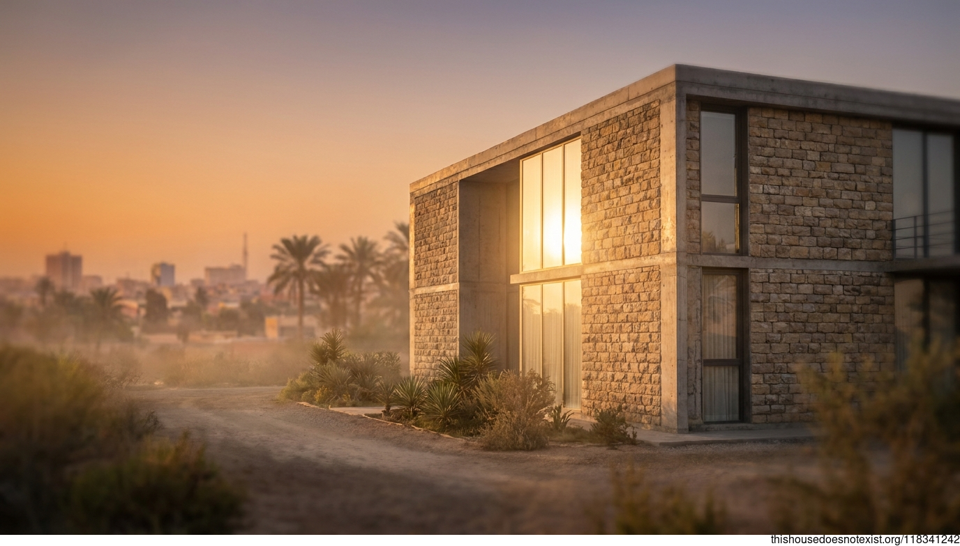 Industrial Stone Sunset Residence in Basra