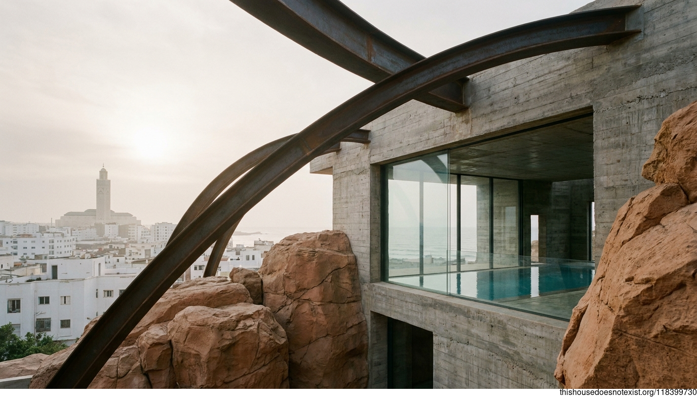 Brutalist Concrete Villa, Casablanca Poolside