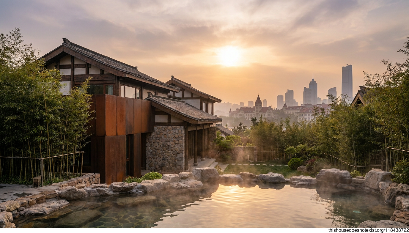 Modern Corten Retreat, Qingdao Hot Springs