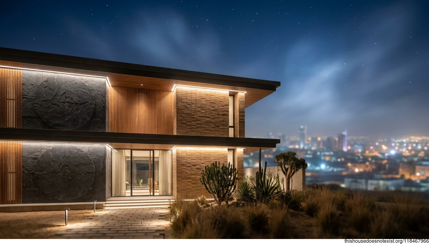 Circular Slate Timber Night Home