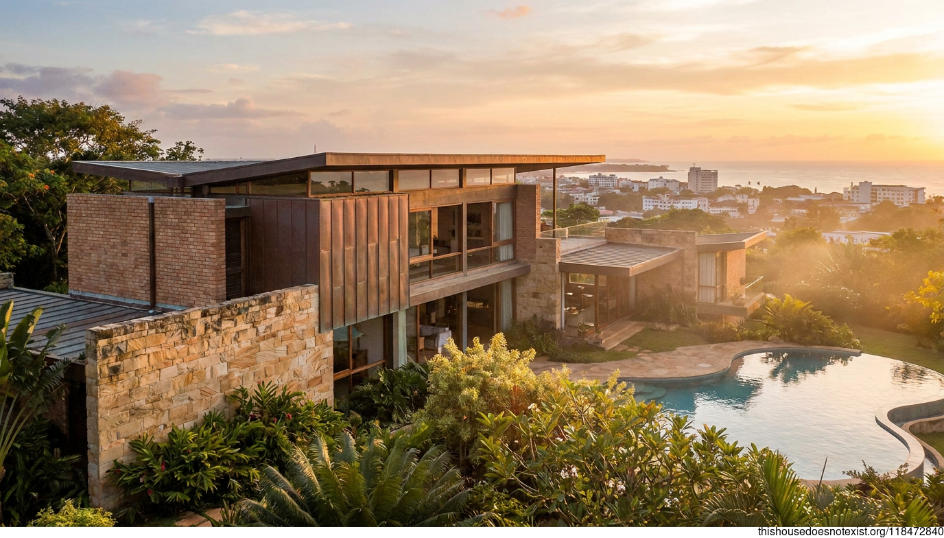 Mid-Century Maximalist Sunset Brick House