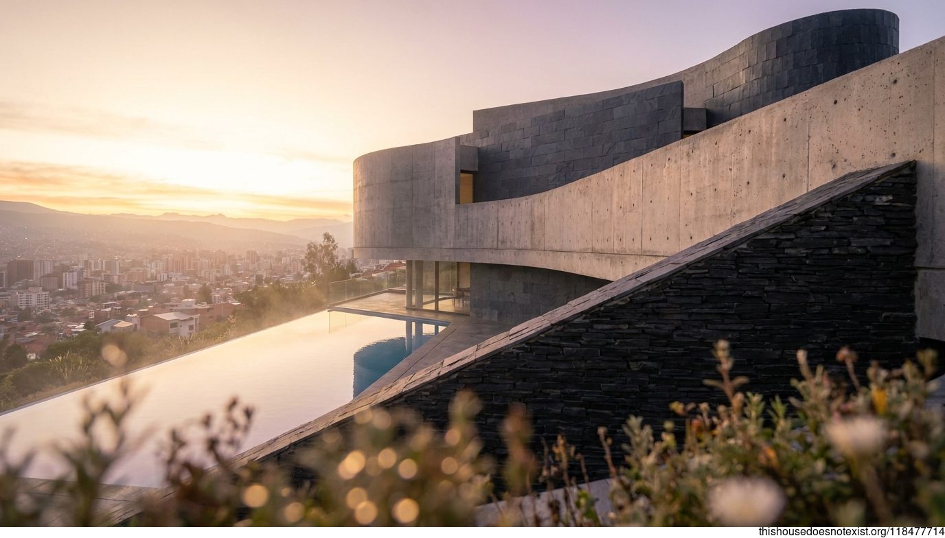 Curved Concrete Over Cochabamba Pool