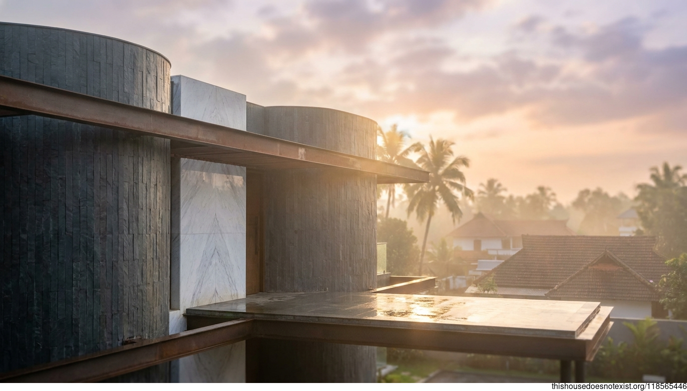 Modern Kerala Villa at Sunrise