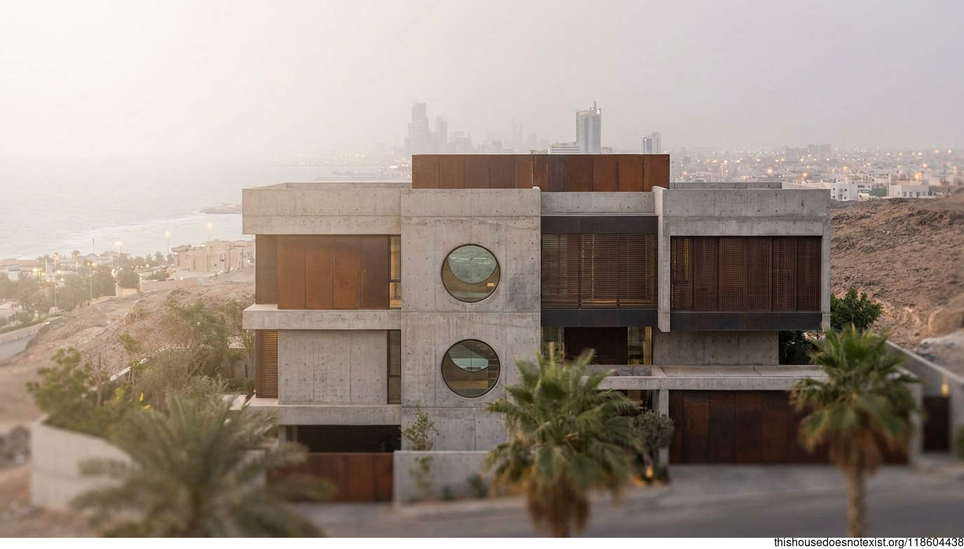 Circular Brutalist Glass House Jeddah