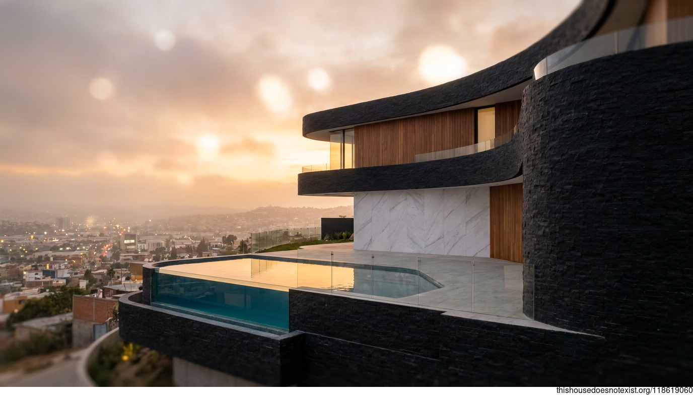 Curved Eco-Home at Sunset