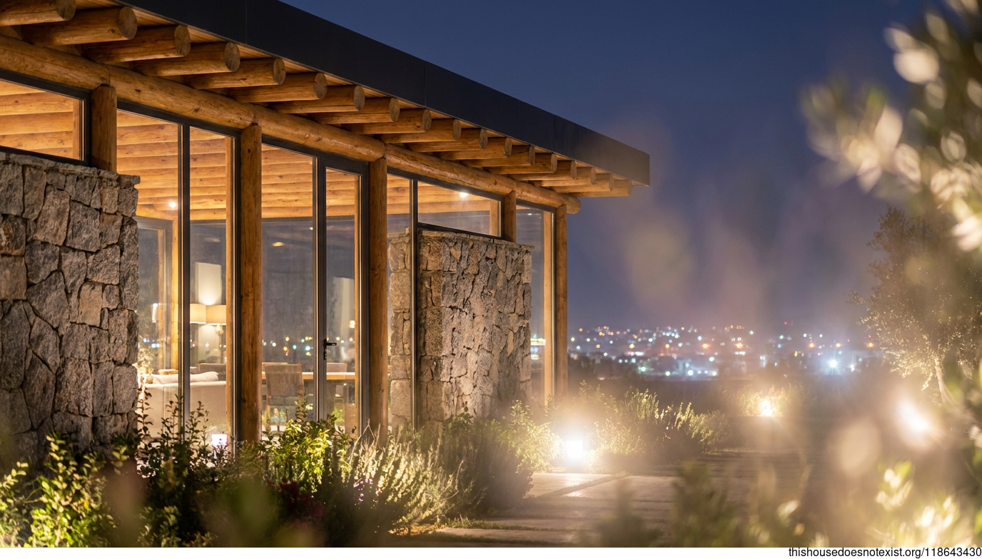 Modern Timber Circle in Night Granite