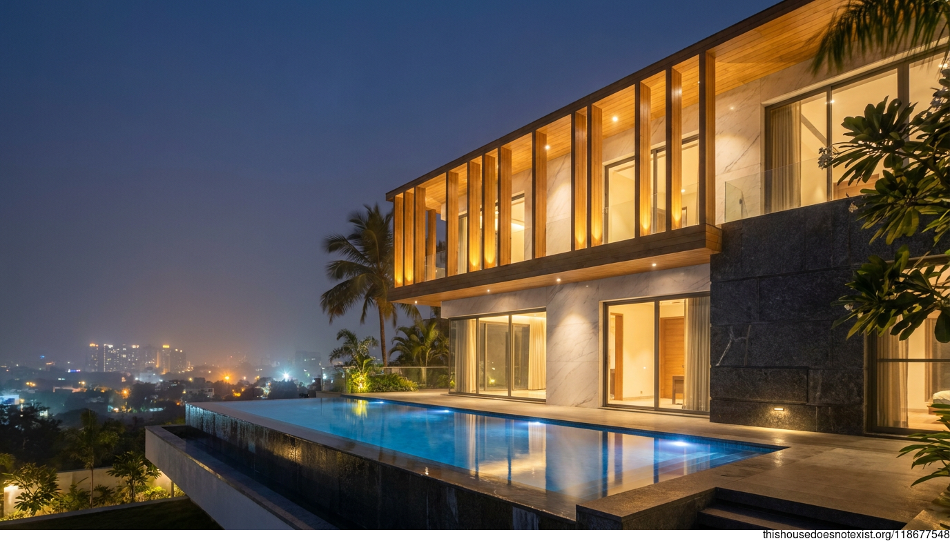 Modern Rectangular Villa with Infinity Pool