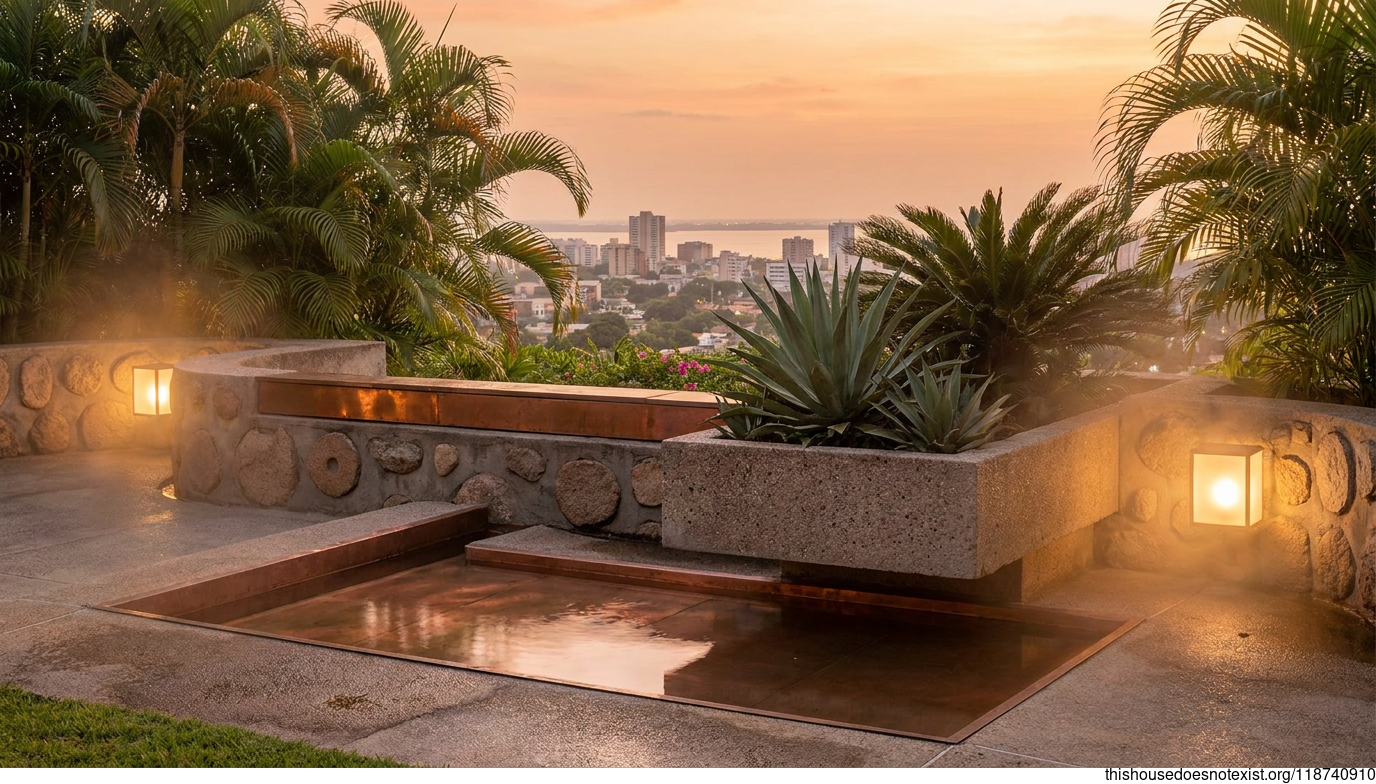 Mid-Century Circular Garden, Maracaibo Sunset