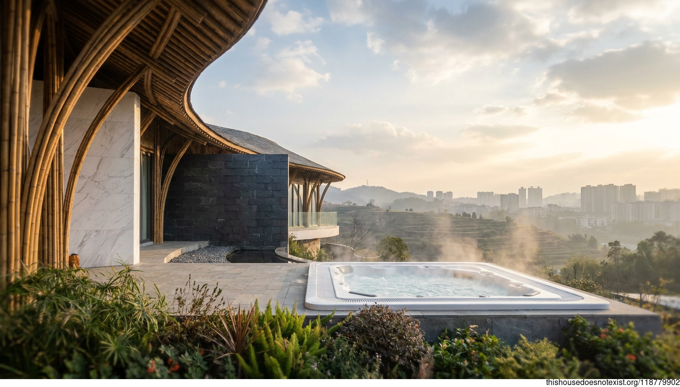 Curved Bamboo Residence in Zunyi Daylight