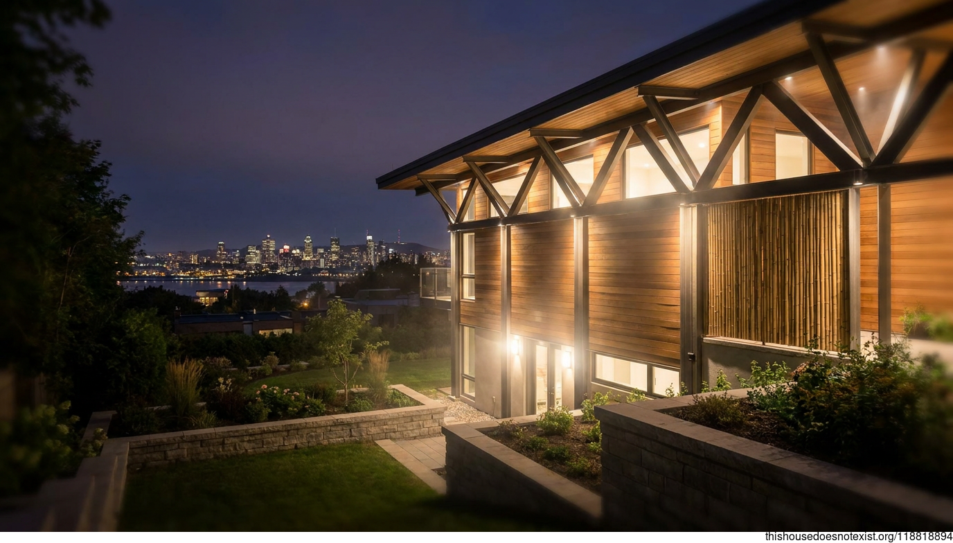 Modern Mediterranean Steel Cedar Night Home