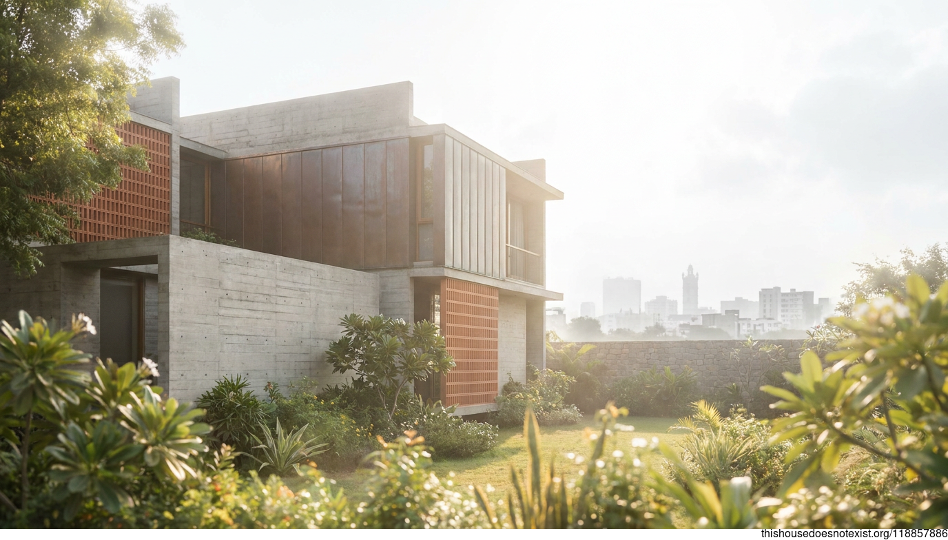Modern Concrete House in Vadodara, India