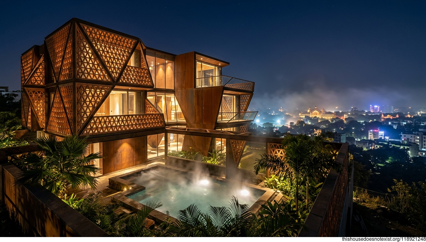 Triangular Corten Terracotta Night Retreat