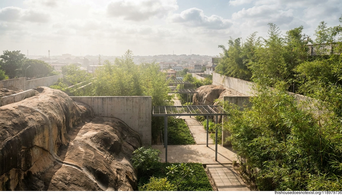 Industrial Curved Concrete Garden, Accra