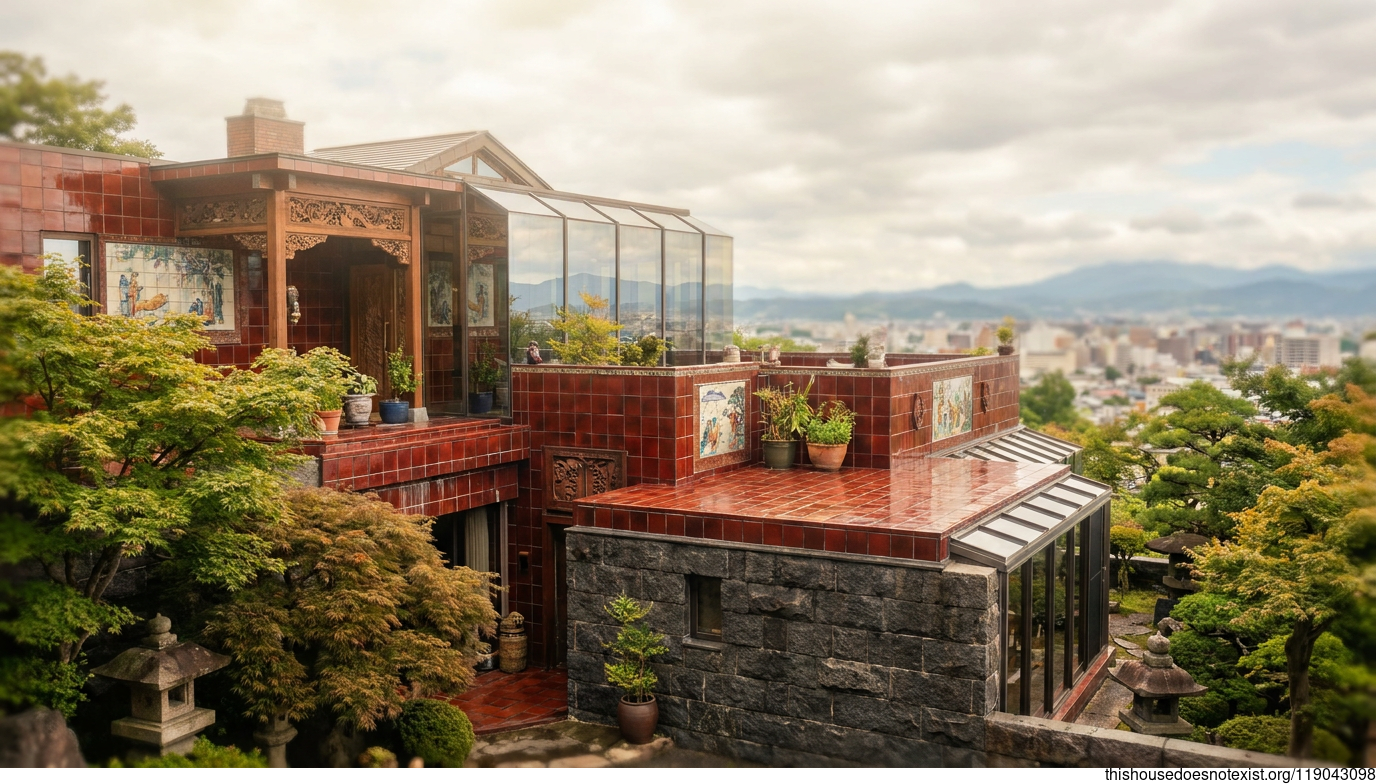 Sendai Maximalist Terracotta House Exterior