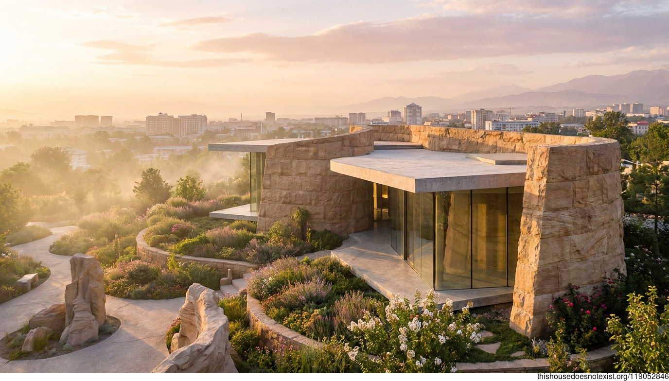 Curved Concrete Garden Sunrise