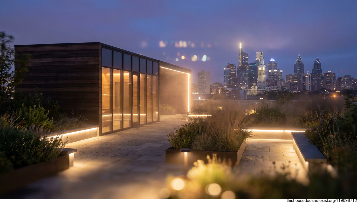 Modern Minimalist Garden Nightscape