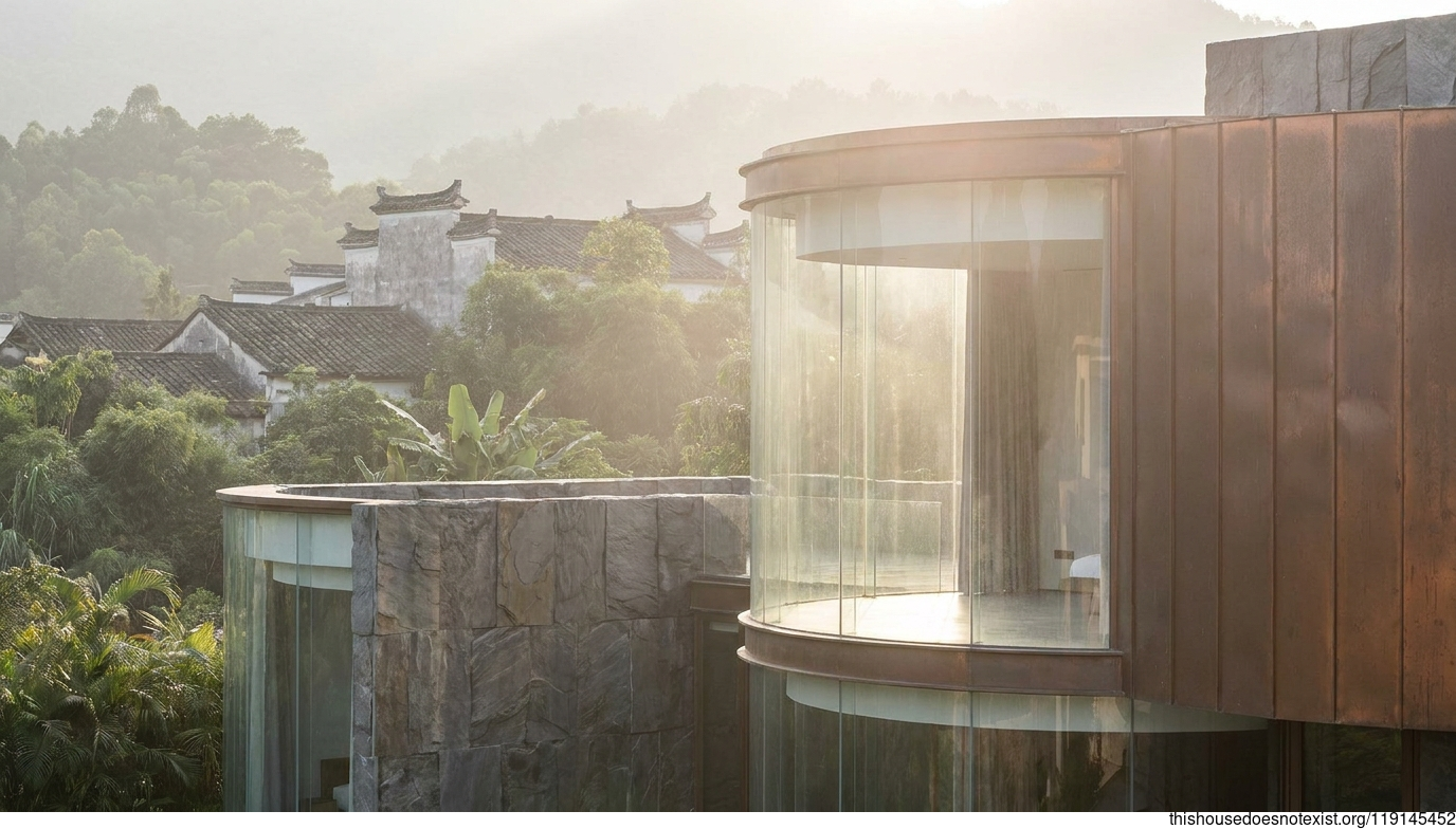 Tropical Minimalist Round Glass House in Huizhou