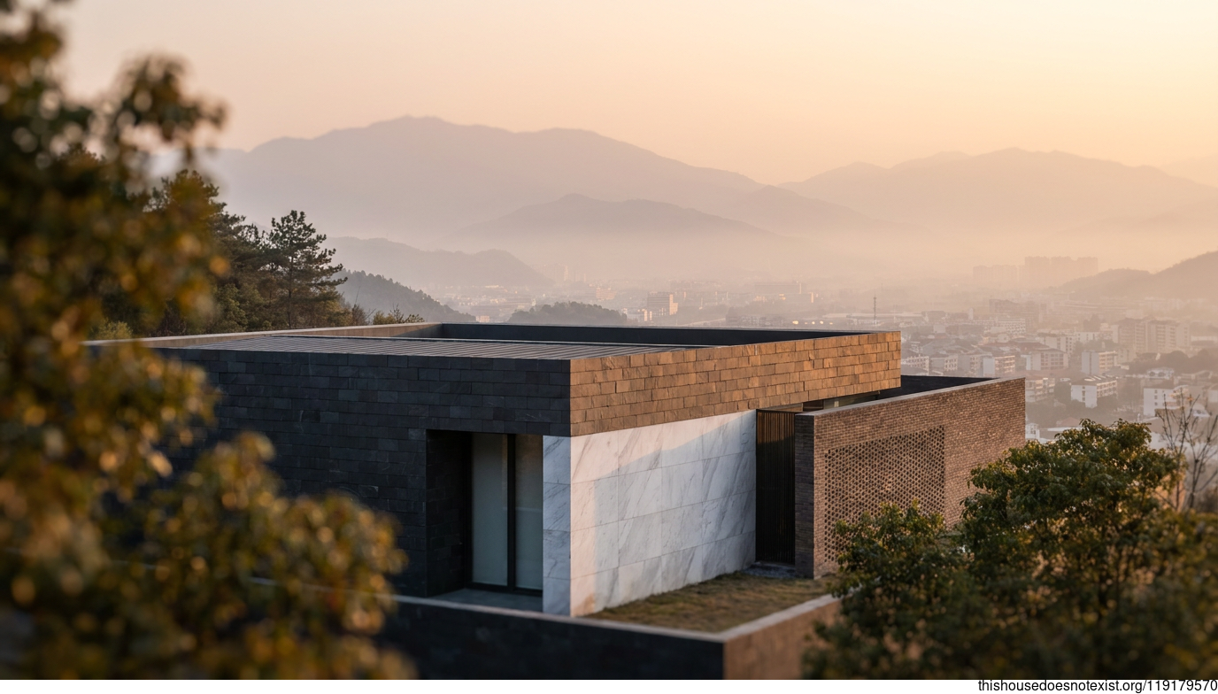 Rectangular Marble Modern Home Sunset