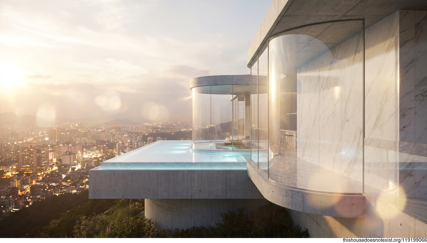 Circular Glass Concrete Sunset