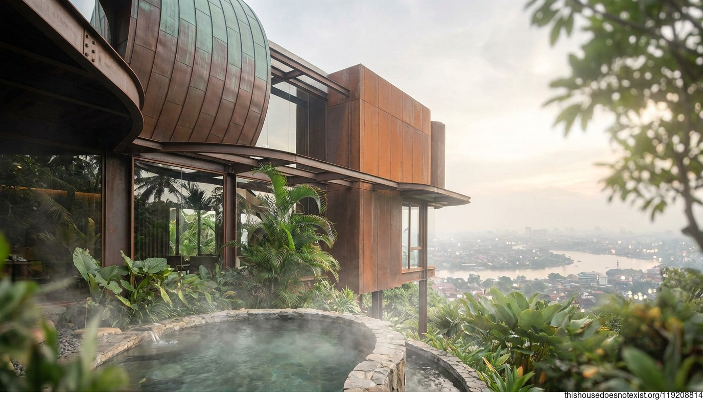 Curved Copper House Palembang Springs