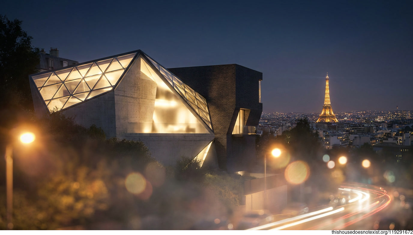 Triangular Glass Night in Paris