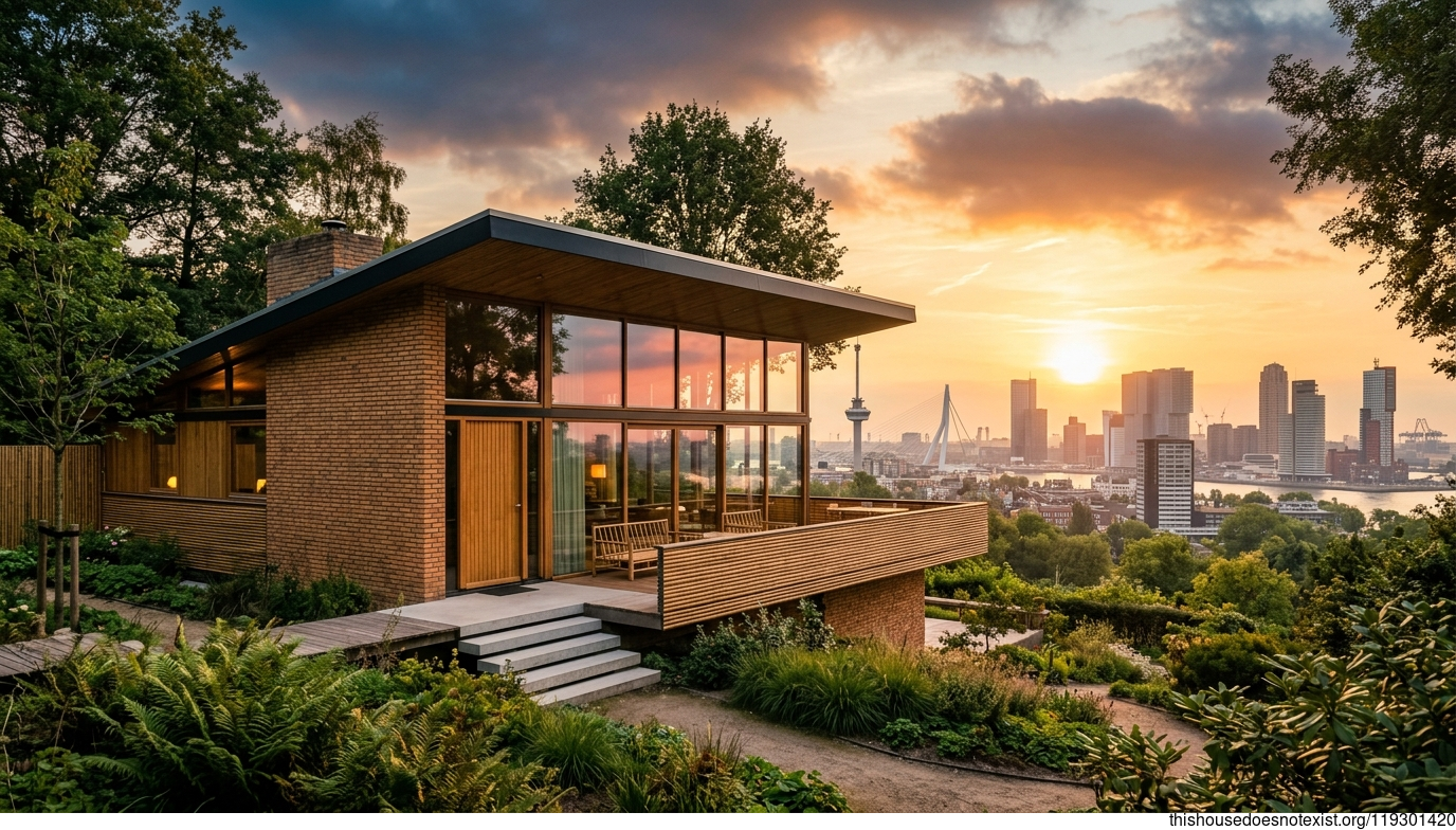 Mid-Century Glass Brick Sunset, Rotterdam