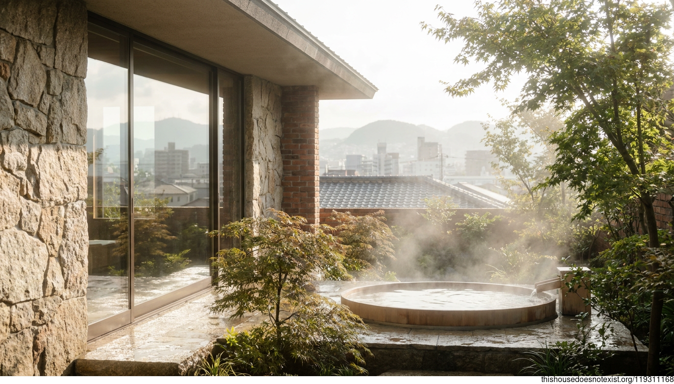 Polished Stone, Glass & Steaming Jacuzzi