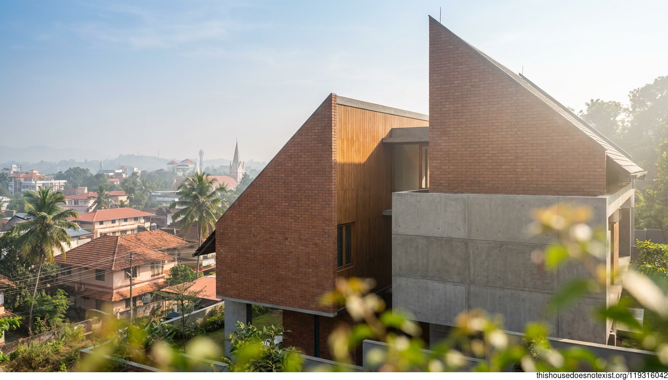 Scandinavian Brick Home in Thrissur Sun